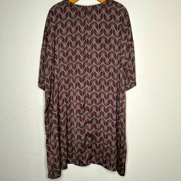 Melissa McCarthy Seven7 Boho Tunic Top Dress Olive Sz 2X Animal Print Silky - Picture 7 of 8